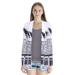 Line Art Architecture Old House Drape Collar Cardigan