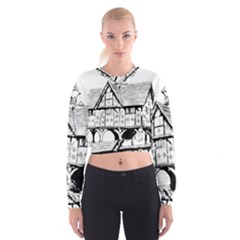 Line Art Architecture Vintage Old Cropped Sweatshirt by Sapixe