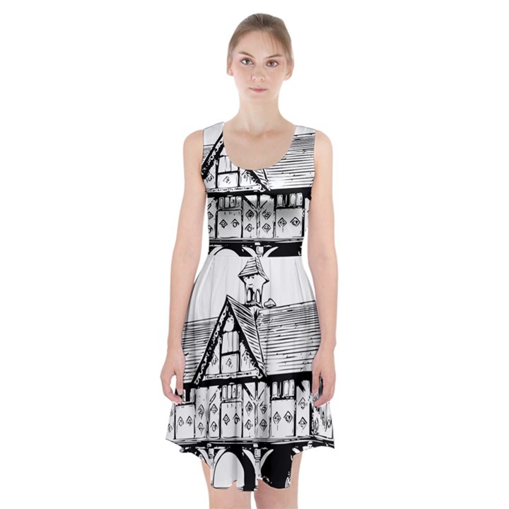 Line Art Architecture Vintage Old Racerback Midi Dress