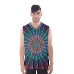 Fractal Peacock Rendering Men s Basketball Tank Top by Sapixe