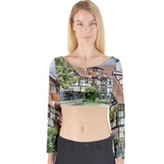 Homes Building Long Sleeve Crop Top by Sapixe