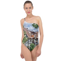 Homes Building Classic One Shoulder Swimsuit by Sapixe