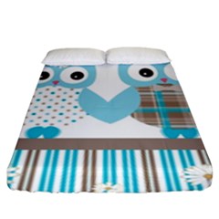 Owl Animal Daisy Flower Stripes Fitted Sheet (king Size) by Sapixe