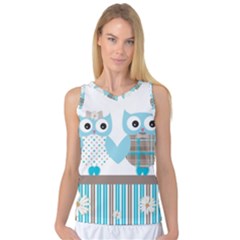 Owl Animal Daisy Flower Stripes Women s Basketball Tank Top by Sapixe