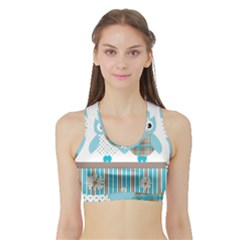 Owl Animal Daisy Flower Stripes Sports Bra With Border by Sapixe