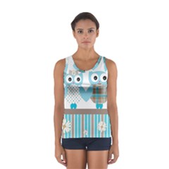 Owl Animal Daisy Flower Stripes Sport Tank Top  by Sapixe