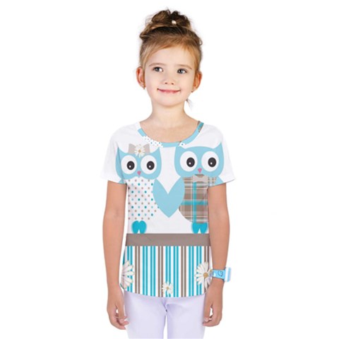 Owl Animal Daisy Flower Stripes Kids  One Piece Tee by Sapixe