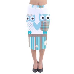 Owl Animal Daisy Flower Stripes Velvet Midi Pencil Skirt by Sapixe