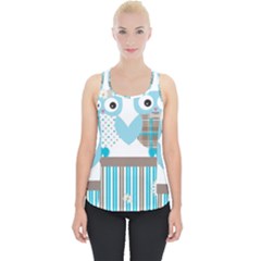 Owl Animal Daisy Flower Stripes Piece Up Tank Top by Sapixe