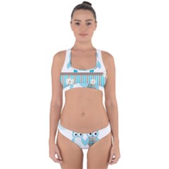 Owl Animal Daisy Flower Stripes Cross Back Hipster Bikini Set by Sapixe