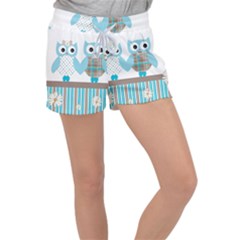 Owl Animal Daisy Flower Stripes Women s Velour Lounge Shorts by Sapixe