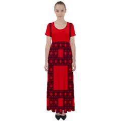 Sierpinski Carpet Plane Fractal High Waist Short Sleeve Maxi Dress by Sapixe