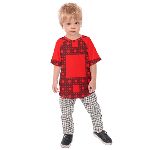 Sierpinski Carpet Plane Fractal Kids Raglan Tee by Sapixe