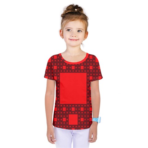 Sierpinski Carpet Plane Fractal Kids  One Piece Tee by Sapixe