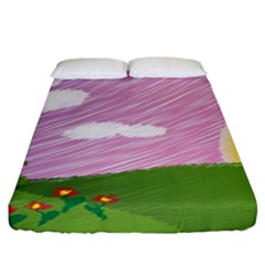 Pine Trees Trees Sunrise Sunset Fitted Sheet (california King Size)