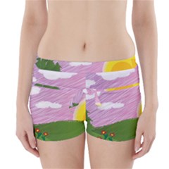 Pine Trees Trees Sunrise Sunset Boyleg Bikini Wrap Bottoms