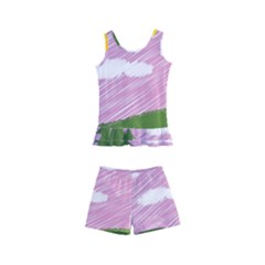 Pine Trees Trees Sunrise Sunset Kid s Boyleg Swimsuit by Sapixe