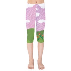 Pine Trees Trees Sunrise Sunset Kids  Capri Leggings  by Sapixe