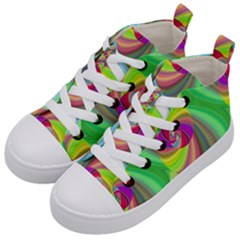 Seamless Pattern Twirl Spiral Kid s Mid-top Canvas Sneakers by Sapixe