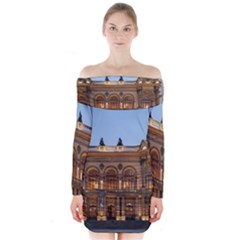 Municipal Theatre Of Sao Paulo Brazil Long Sleeve Off Shoulder Dress by Sapixe