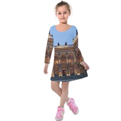 Municipal Theatre Of Sao Paulo Brazil Kids  Long Sleeve Velvet Dress by Sapixe