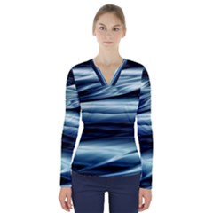 Texture Fractal Frax Hd Mathematics V-neck Long Sleeve Top by Sapixe