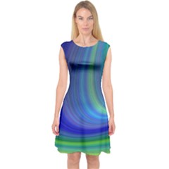 Space Design Abstract Sky Storm Capsleeve Midi Dress by Sapixe