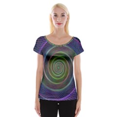 Spiral Fractal Digital Modern Cap Sleeve Tops by Sapixe