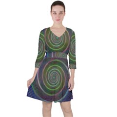 Spiral Fractal Digital Modern Ruffle Dress by Sapixe