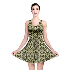 Golden Ornate Intricate Pattern Reversible Skater Dress by dflcprints