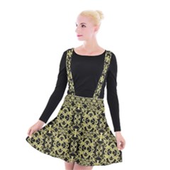 Golden Ornate Intricate Pattern Suspender Skater Skirt by dflcprints