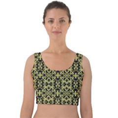 Golden Ornate Intricate Pattern Velvet Crop Top by dflcprints