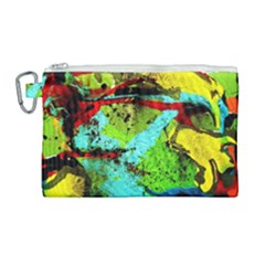 Yellow Dolphins   Blue Lagoon 6 Canvas Cosmetic Bag (large) by bestdesignintheworld