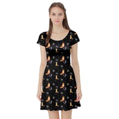 Foxes Short Sleeve Skater Dress