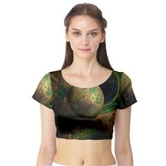 Tiktok s Four-dimensional Steampunk Time Contraption Short Sleeve Crop Top by jayaprime