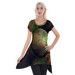 Tiktok s Four-dimensional Steampunk Time Contraption Short Sleeve Side Drop Tunic by jayaprime