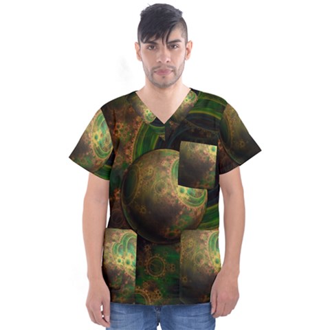 Tiktok s Four-dimensional Steampunk Time Contraption Men s V-neck Scrub Top by jayaprime