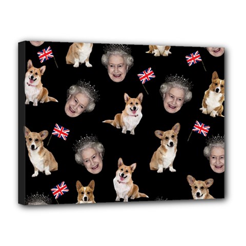 Queen Elizabeth s Corgis Pattern Canvas 16  X 12  by Valentinaart