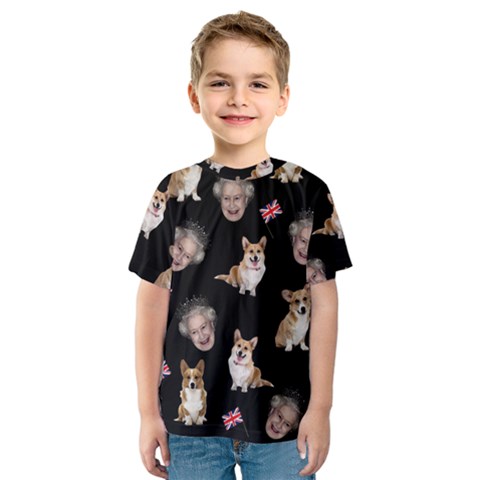 Queen Elizabeth s Corgis Pattern Kids  Sport Mesh Tee by Valentinaart