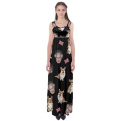 Queen Elizabeth s Corgis Pattern Empire Waist Maxi Dress by Valentinaart