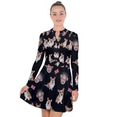 Queen Elizabeth s Corgis Pattern Long Sleeve Panel Dress by Valentinaart