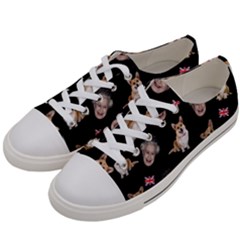 Queen Elizabeth s Corgis Pattern Women s Low Top Canvas Sneakers by Valentinaart