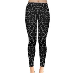 Cracked Dark Texture Pattern Leggings  by dflcprints