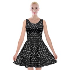 Cracked Dark Texture Pattern Velvet Skater Dress by dflcprints