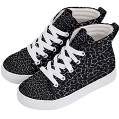 Cracked Dark Texture Pattern Kid s Hi-top Skate Sneakers by dflcprints