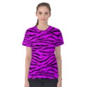 Hot Neon Pink and Black Tiger Stripes Women s Cotton Tee View1