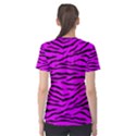 Hot Neon Pink and Black Tiger Stripes Women s Cotton Tee View2