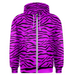 Hot Neon Pink And Black Tiger Stripes Men s Zipper Hoodie by PodArtist