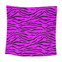 Hot Neon Pink And Black Tiger Stripes Square Tapestry (large) by PodArtist