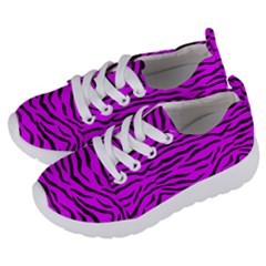 Hot Neon Pink And Black Tiger Stripes Kids  Lightweight Sports Shoes